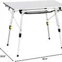 Portal Outdoor Folding Portable Picnic Camping Table with Adjustable Height Aluminum Roll Up Table Top Mesh Layer, Silver, Large-35.4"L x 20.9"W