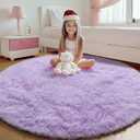 ONASAR Light Purple Round Area Rug 4ft, Soft Bedroom Circle Rugs Floor Mats for Kids Girls Teen Room, Cute Fluffy Plush Shaggy Carpet for Baby Nursery Living Room Playroom Dorm Home Decor