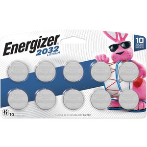 Energizer 2032 Batteries (10 Pack), 3V Lithium Coin Batteries