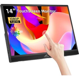 Kenowa Touchscreen Portable Monitor 14 Inch, HDR 1080P IPS External Display with USB C HDMI and Speakers & Stands, Travel Monitor Second Screen for Laptop Phone PC Mac Xbox PS4 Switch