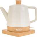 Ceramic Electric Kettle, Automatic Shut Off Tea Kettle & Hot Water Boiler Pot For Coffee & Tea, Prevent Boil Dry, 1.2L 1000W, Cream White