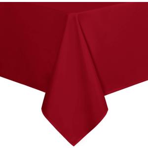 sancua Rectangle Tablecloth - 60 x 84 Inch - Stain and Wrinkle Resistant Washable Polyester Table Cloth, Decorative Fabric Table Cover for Dining Tables, Buffet Parties, Valentine's Day, Red