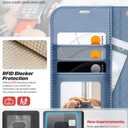 OCASE for iPhone 17 Pro Detachable Wallet Case with Card Holder, 2 in 1 PU Leather Flip Folio with RFID Blocking Stand Wrist Strap Shockproof Phone Cover 6.3 Inch 2025, Light Blue