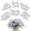 12 Pack Happy Retirement Centerpiece Sticks Officially Retired Table Flower Centerpieces Sticks No Work Zone Floral Decorations for Retirement Theme Birthday Party Centerpieces Supplies Silver