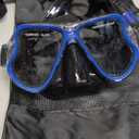 Greatever Dry Snorkel Set, Panoramic Wide View Anti-Fog Scuba Diving Mask, Professional Snorkeling Gear for Adults Kids (Large, Black Blue)