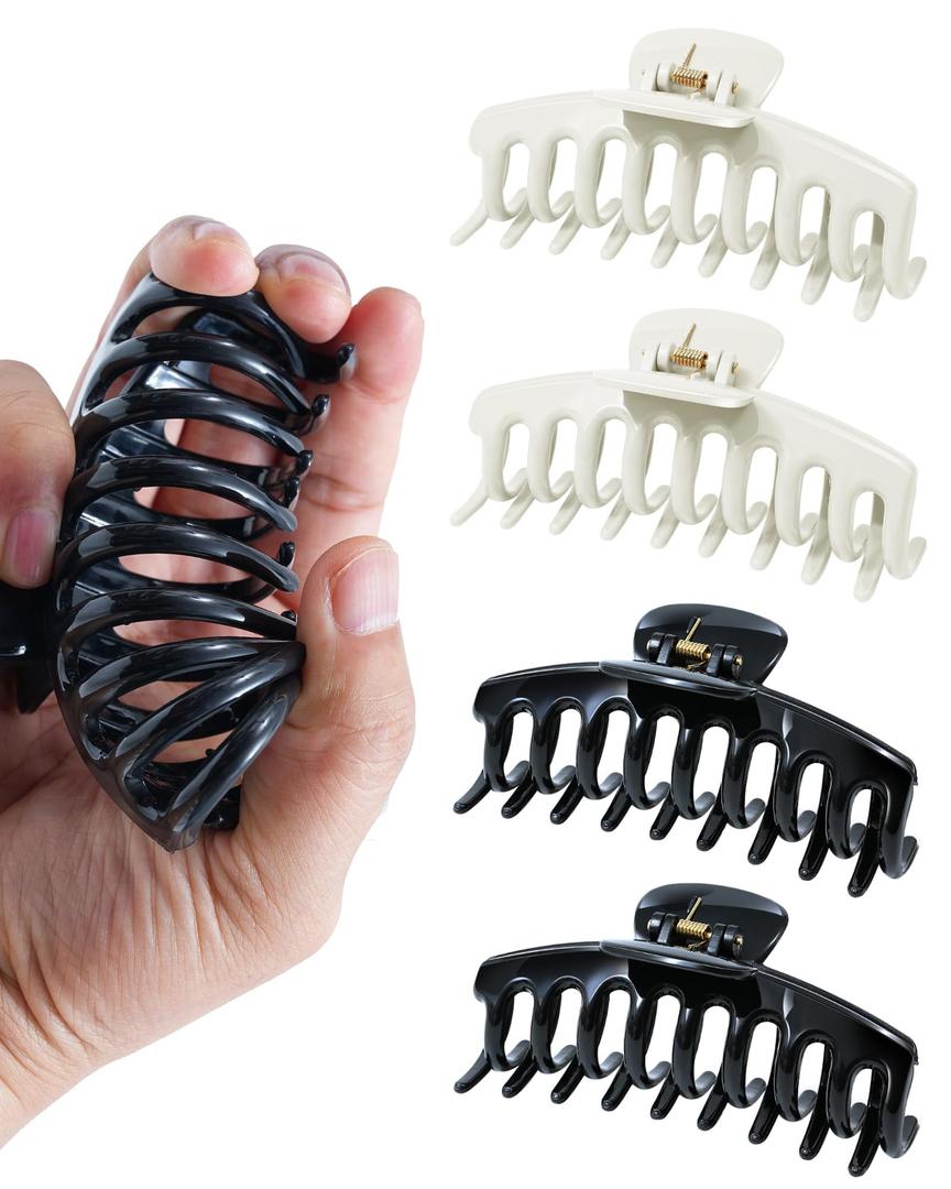 Mesovor 4 Pack Silicone Flexible Hair Claw Clips, 4.33" Large Claw Clip