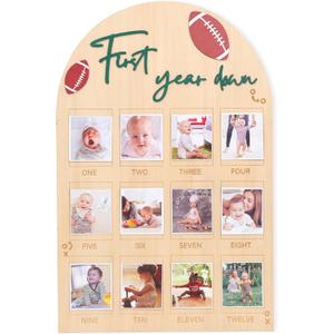 My First Year Milestone Photo Board - Football First Birthday Decorations,One Year of Photo Board,First Year Down Birthday Party,12 Month Photo Board