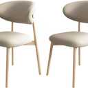 Wooden Armless Dining Chairs Mid Century Modern Kitchen Chairs with Back and Wood Frame Upholstered Dining Chairs for Kitchen Living Waiting Room (Wood 1, Set of 2)