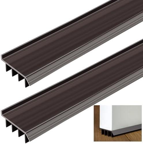 Innconee 2 Pcs Vinyl Door Bottom Adjustable Weatherstrip Door Bottom with Drip Cap Brown Weatherproof Under Doors Seal Fits Gaps from 1/4'' to 9/16'' for 1 3/4'' to 2'' Thick Doors (4 Feet)