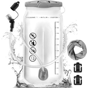CHERAINTI Hydration Bladder - 2L Water Bladder for Backpack, Large Opening Leak Proof 2 Liter Water Reservoir Storage Bag, Hydration Pack Replacement for Outdoor Hiking Camping Cycling Running (Clear)