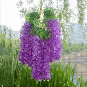 WEISPARK Fake Hanging Flowers  12 Pieces 3.75 Feet/Piece Artificial Wisteria Vine Ratta Hanging Garland Silk Flowers for Home Party Wedding Decor (Purple)