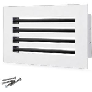 16x8 Modern AC Vent Cover, Decorative Air Vent Register Grille | Linear Slot Diffuser, Adjustable Airflow, Quiet Operation, HVAC Vent Cover for Ceiling, Wall & Floor, White Aluminum Alloy