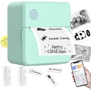 Rotema Label Maker Machine with Tape  Bluetooth Thermal Label Printer, Label Maker Machine,Mini Sticker Maker for Home, Office, School & Small Business, Includes 2 Rolls of Label Paper (mint green)