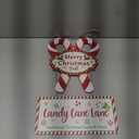 CHDITB Merry Christmas Y'all Front Door Sign Wreath(12"x19"), Wooden Candy Cane Lane Christmas Winter Decoration Wall Hanging, Rustic Red Green Xmas Welcome Decor for Porch Party Outdoor