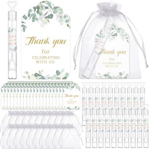 50 PCS Heart Wedding Bubble Wands Mini Bubble Wands Bulk Heart Bubble Wands 50 Thank You Cards,50 Stickers,50 Organza Bags for Wedding Send Off, Anniversaries Celebrations Goodie Bag Stuffer Favors