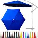 10Ft 6 Ribs Patio Umbrella Replacement Canopy (Canopy only), Canopy Replacement UV Protection Waterproof Outdoor Table Market Yard Umbrella Top Outdoor Umbrella Canopy,Blue,10FT
