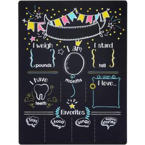 Blue Panda Baby Milestone Chalkboard - Monthly Photo Prop & Baby Growth Board - Birthday Milestones Board - Reusable Chalk Surface & Infant Tracker - 12 x 15.6 in, Vertical, Blue