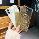 for iPhone 11 Case Magnetic,Soft Cute Luxury Leopard Cheetah Pattern Plating Glitter Bling Phone Case Compatible with MagSafe Clear Shockproof Back Cover for Women Girl 6.1"-Gold