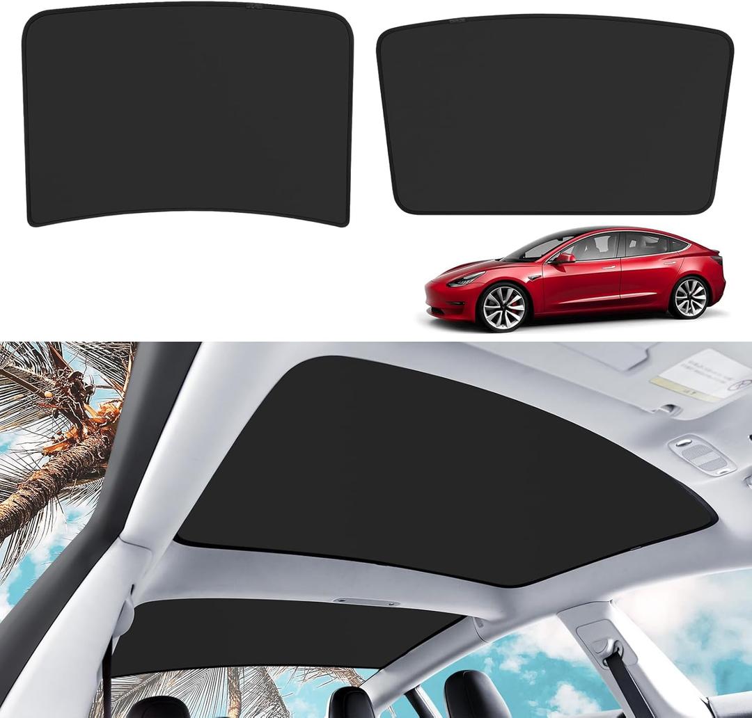 Roof Sunshades for Tesla Model 3 2023, Upgraded Sunroof Shade Sunshade Roof Sun Shade for Tesla Model 3 Accessories 2021-2023 (Ice Black)