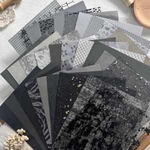 30Pcs Unique Handmade Textured Scrapbook Paper&Mesh Fabric set - A5 sheet Black&Gray Craft Mulberry Special Mix for Scrapbooking Junk Journaling Supplies Card Collage DIY Materials, 5.8x8.2 inches