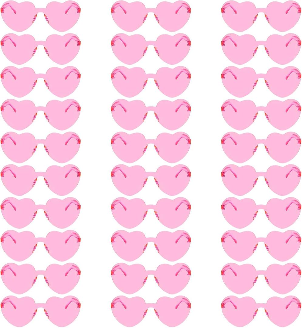 30 Pcs Heart Shape Sunglasses Frameless Transparent Glasses Get-Together Favors for Women