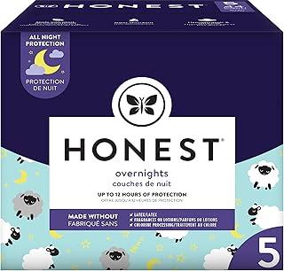 The Honest Company Clean Conscious Overnight Diapers | Plant-Based, Sustainable | Sleepy Sheep | Club Box, Size 5 (27+ lbs), 44 Count