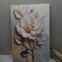 Elegant White Flower Canvas Wall Art Modern Abstract Floral Wall Decor Picture Blooming Flower Poster Print for Office Living Room Bedroom Bathroom Home Decoration 16x24in