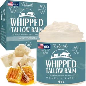 Beef Tallow Balm  Natural Grass Fed Whipped Tallow and Honey All Purpose Balm  Moisturizing Face and Body Lotion for Eczema, Cracked, Dry, Itchy, Irritated Skin  Skin Repair Skincare Made in USA
