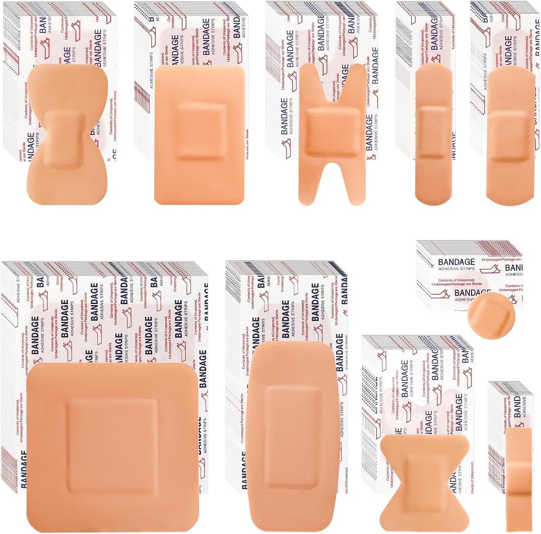 Bandages Variety Pack - 800 Pcs Assorted Bandages Bulk, Large Adhesive Fingertip Bandage, Waterproof Bandage Breathable for First Aid and Protect Wounds (10 Styles)