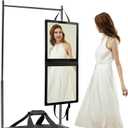 Foldable Camping Travel Mirror, 33 x 13 Hanging Shatterproof Full Length Mirror for Camping, RV Travel, Dorm Room, Portable Dance Practice Mirrors - Black