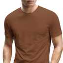 Men's Short Sleeve Crew Neck T-Shirt, S - 3XL with Modern Cut (Brown, XXL)