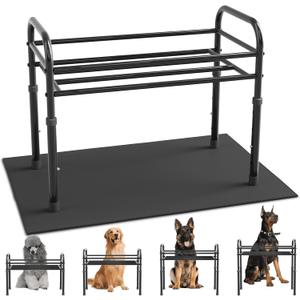 Raised Dog Bowl Stand for XLarge & Large Dogs,Table Steel Frame Elevated Dog Bowls Stand with Mat,Non-Slip No Spill,Adjusts to 4 Heights 8.7-13.4", Holds 6-8.7" Diameter Bowl(Bowl Not Included)