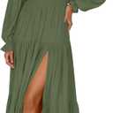ZESICA Women's Boho Off Shoulder Wedding Guest Dress 2026 Spring Summer Side Split Flowy A Line Long Maxi Dresses (Green, M)