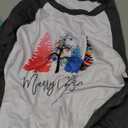 Merry Christmas Tree Shirts for Women 3/4 Sleeve Raglan Baseball Tee Funny Festival Tops (Large, Deep Grey)