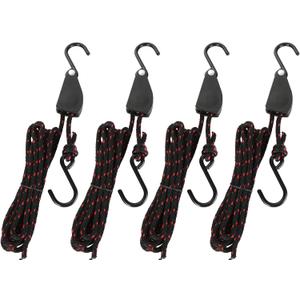 DAJAVE 4 Pack Kayak Rope Tie Downs, 1/4" x 11.8ft Kayak Ratchet Tie Downs Canoe Bow and Stern Tie Down Straps, Heavy Duty Adjustable Rope Clip Tie Down Kayak and Canoe Accessories