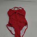 B2prity Women's One Piece Swimsuits Tummy Control Front Cross Bathing Suits Tie Back Slimming V Neck Swimwear (Medium, Red Solid Color)