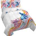 Jay Franco Duvet Cover Set – 3 Piece Comforter Cover and Sham Set, Super Soft Cozy Kids Bedding (Insert Not Included) White - Lilo and Stitch, Full