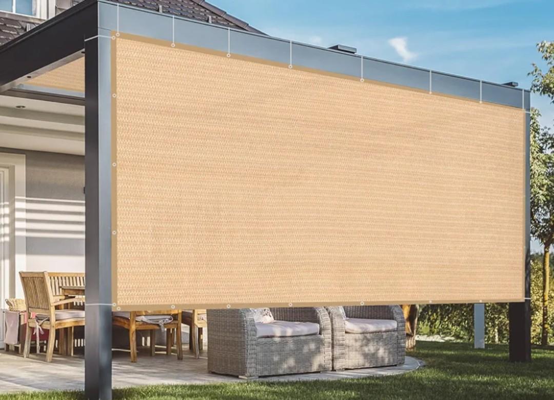 VICLLAX 90% Shade Fabric Sun Shade Cloth Privacy Screen with Reinforced Grommets for Outdoor Patio Garden Pergola Cover Canopy 20x20 FT, Wheat