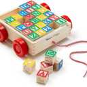 Melissa & Doug Classic ABC Wooden Block Cart Educational Toy with 30 1-Inch Solid Wood Blocks, Multicolor