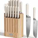 SMIRLY 14-Piece Kitchen Knife Set with Magnetic Block, High-Carbon Stainless Steel Chef Knife Set, Professional Sharpness, Dishwasher Safe, Cream White