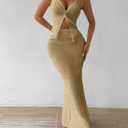 QJQ Skirt Sets Women 2 Piece Outfits Summer Twist Front Halter Tank Tops Bodycon Long Maxi Fishtail Skirt (L)