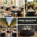 8 Pack Black Spandex Round Tablecloth Covers with Skirt for 72 Inch Table, Wrinkle Free Stretchy 6FT Fitted Cloth for Wedding Birthday Graduation Banquet Party Events Decor