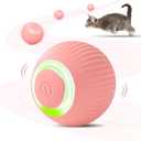 Interactive Cat Ball Toy, Intelligent Cat Toys with LED Lights, Automatic Moving Rolling Ball for Indoor Kitten, Kitten Automatic Toy (Pink)