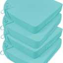 Basic Beyond Outdoor Cushions for Patio Furniture: Waterproof & UV Resistant Outdoor Chair Cushions Set of 4-19 x 19 x 3 Inch Thick Patio Chair Cushions with Adjustable Ties & Handle, Teal