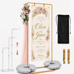 Yebo Adjustable Wedding Welcome Sign Stand, 78", 64", 50" - Gold with Full Accessories, Storage Bag – Seating Chart Display for Weddings & Graduation Party
