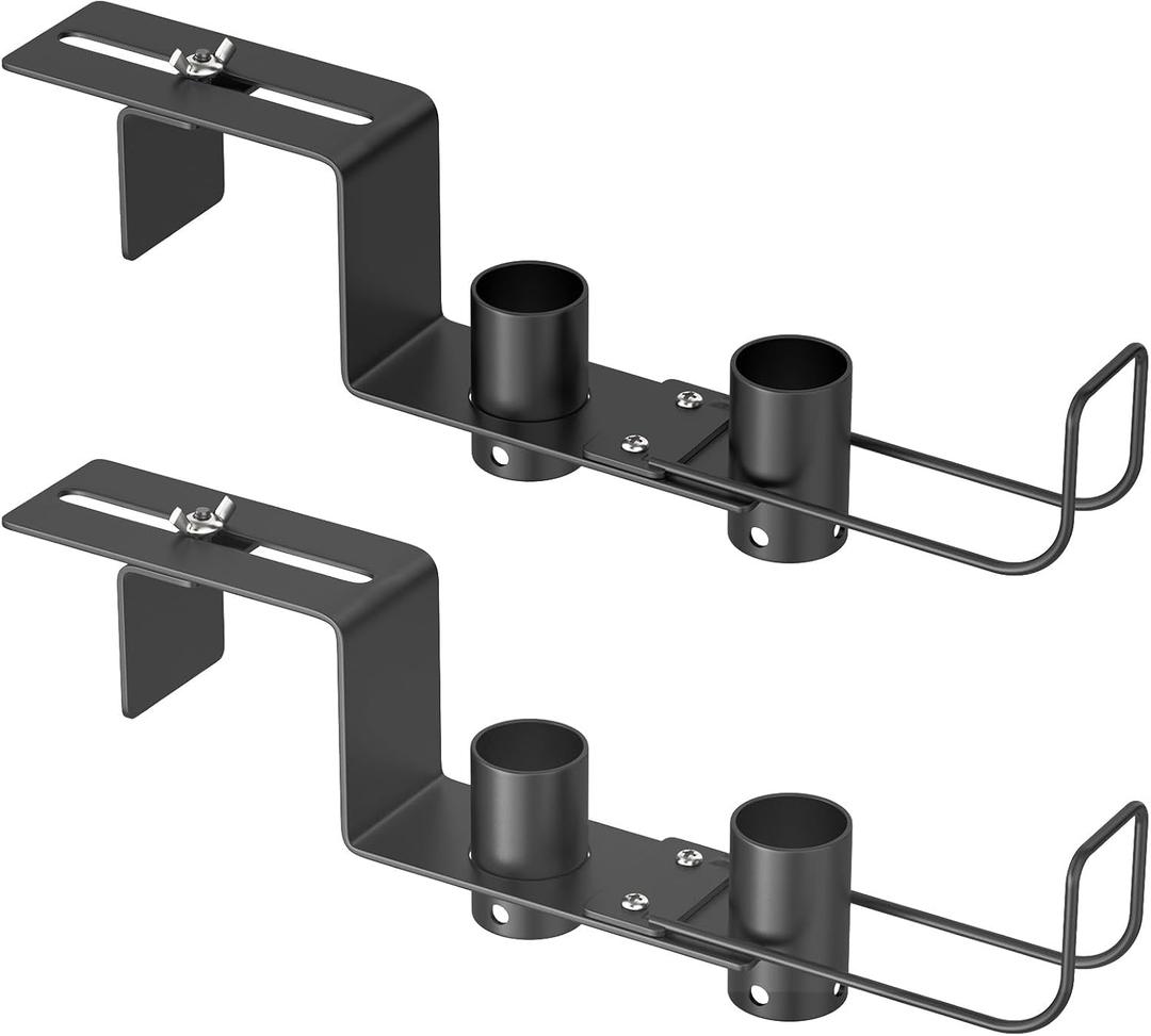 Pool Fence Hooks Adjustable, Heavy Duty Metal Hanger for Pool Equipment, Skimmers, Poles, Brushes, Vacuum Hose, Rust-resistant, no Drill, 2 Pack, Fits 0-10 cm Fences - Pool Accessories Storage