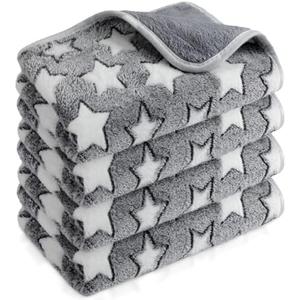 Reginary 3 Pcs Waterproof Guinea Pig Blankets Washable Small Animal Fleece Bedding Guinea Pig Cage Liners Reusable Training Pads Pet Pee Pad Sleep Mat for Hamster(Gray Star,24 x 16 Inch)