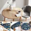 COTAIL Round Tablecloth with Elastic Edge, 36-60Inch Waterproof Table Cloth for Dinner, Outdoor, Picnic, 60inch, Blue Marble and Leaves