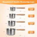 1PCS 1/2Cup(120ml | 4oz) Dog Cat Food Scoop, 18/8(304) Stainless Steel Measuring Cup with Wooden Handle, Etched Measurements Inside, BPA Free Portion Control for Pets & Kitchen Use
