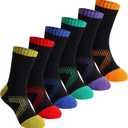 SeeyAN Kids Socks Boys Crew Athletic Half Cushioned Cotton Sport Running Breathable Socks 6 Pairs (6 Pairs Black, 9-12 Years)